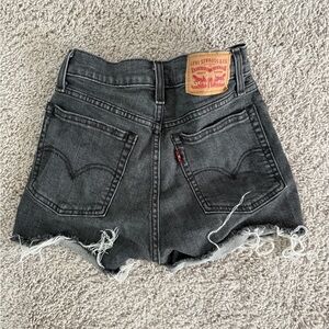 Levi's Women's Washed Black Denim Frayed Cutoff Shorts